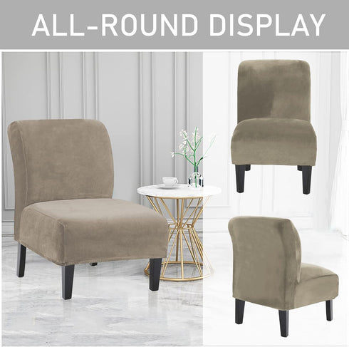 UCCONO Armless Accent Chair Slipcovers, Thick Velvet Slipper Accent Chair Covers for Living Room/Hotel Oversized Big