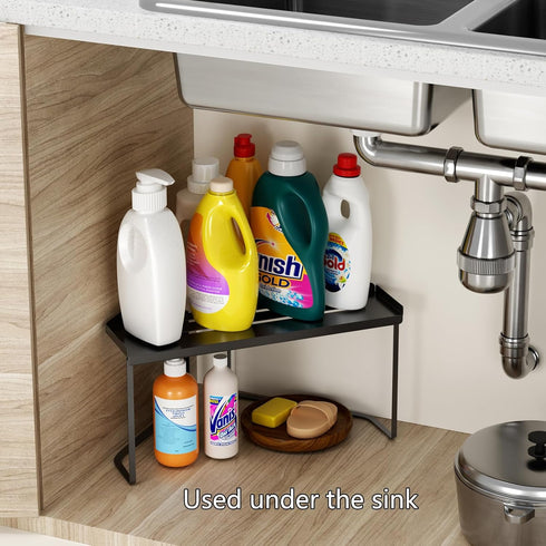 SHBaizoy Cabinet/Bathroom/Countertops/Utensils Stackable Metal Kitchen Cabinet Organizer,Kitchen Corner Shelf