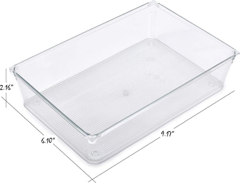 Masirs Clear Drawer Organizer, 8-Piece Set for Office Desk, Utensils, Cosmetics, and Makeup