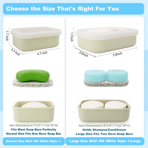 Travel Soap Case, Leak Proof Silicone Soap Container with Drainage Layer, Shatterproof Holder for Travel, Camping, Gym