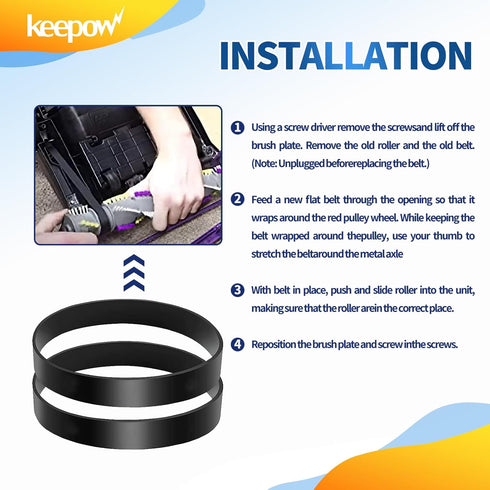 KEEPOW Replacement Parts for Bissell Cleanview Swivel Pet Vacuum - 1 Brush Roll and 1 Vacuum Belt 3031120 with 1