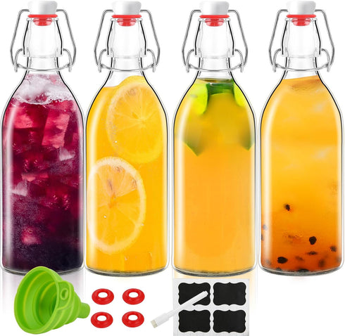 4 Pack Swing Top Glass Bottles 32 oz,Flip Top Glass Bottles 32