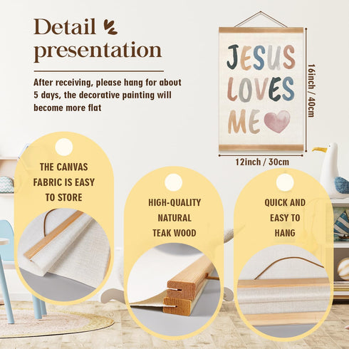 ZTGDA Set 2-Jesus Kids Wall Art of Loves Me I Am a Child of God,Christian Religious Bible Verse Wall Hanging
