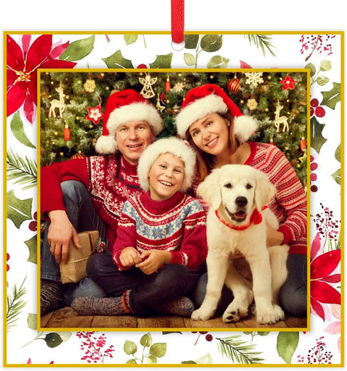 WaaHome Christmas Ornaments Picture Frame 2025-3'' Floral Photo Frame, Decorations Gifts for Family Friends Women Mom
