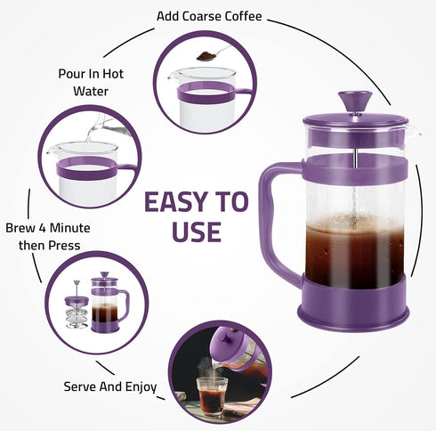 Utopia Kitchen French Press Espresso Tea and Coffee Maker, 34 Ounce, Stainless Steel Plunger and Heat Resistant