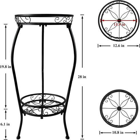 NOAMOO 2 28 inch Metal Plant Stand Tier Indoor Outdoor, Tall Flower Pot Shelf Rustproof Stable Heavy Duty Corner Stand