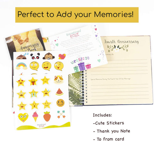 Wedding Memory Book, Hardcover Journal to Document Anniversaries from 1st to 50th Year, Gifts for Bride and Groom