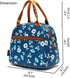 FlowFly Insulated Lunch Cooler Bag - Floral Tote Bag Organizer for Women/Men, White