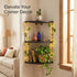 3-Tier REFGY Corner Floating Shelves with Aesthetic Greenery & Fairy Lights - Premium Wood-Textured Boho Wall Hanging