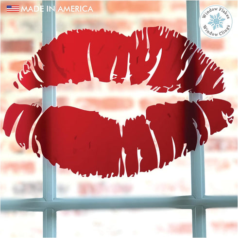 Valentine's Day Decorations - Home Decor Lipstick Lips Kiss Window Sticker, Reusable Double Sided Cling Decal