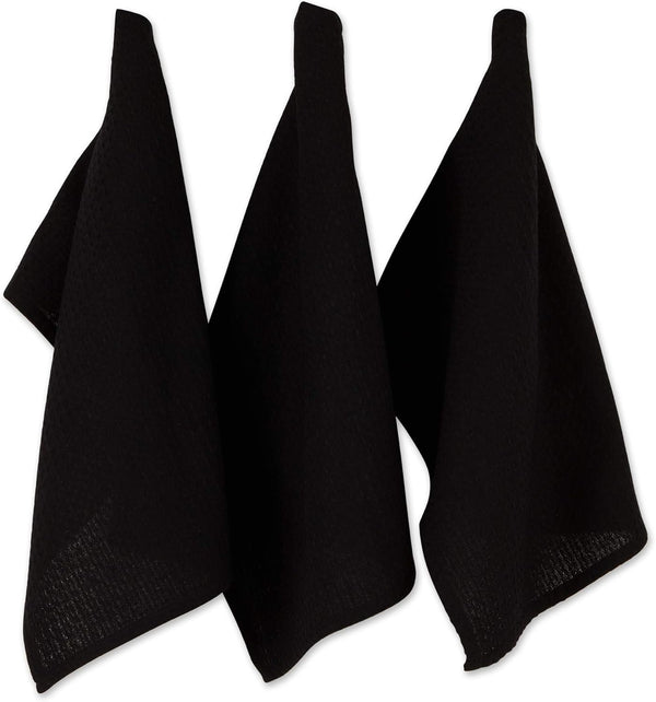 DII 6 Piece Recycled Cotton Kitchen Collection Dishtowel Set, 18x26, Black