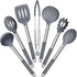 E-far 7 Pcs Silicone Cooking Utensils Set, Heat Resistant Kitchen Tools with Stainless Steel Handle, Gray
