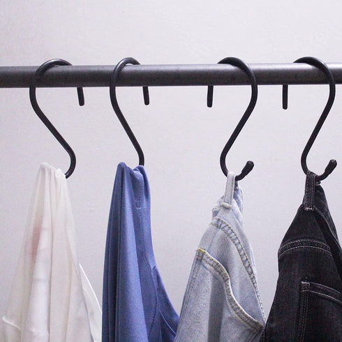 4 Pack Large S Hooks for Hanging Heavy Duty, 6 inch Non Slip Vinyl Coated Metal for Kitchen Utensil, Clothes