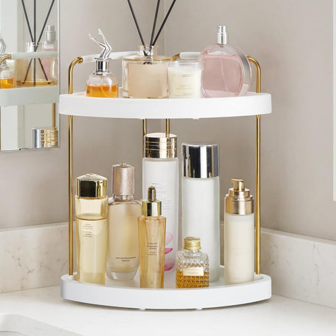 Vtopmart 2-Tier Bathroom Corner Countertop Organizer, Vanity Dresser Counter Tray Shelf for