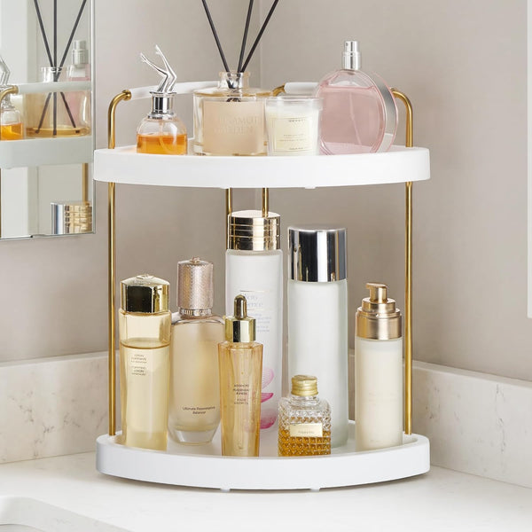 Vtopmart 2-Tier Bathroom Corner Countertop Organizer, Vanity Dresser Counter Tray Shelf for