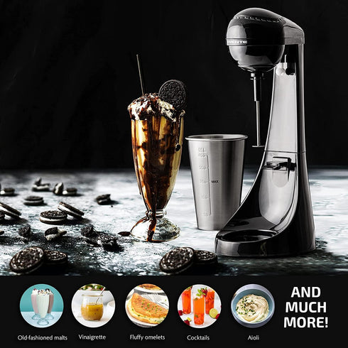 OVENTE Classic Milkshake Maker Machine, 2 Speed with 15.2 Oz Stainless Steel Mixing Cup, Easy Clean Blender