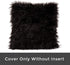 HYSEAS Set of 2 Decorative Faux Fur Throw Pillow Covers, Black Fluffy Soft Cushion Cover for Sofa, 18 x 18 Inches