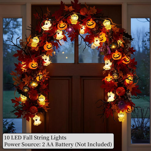 Gooyule 4.9Ft 10 2 2026 Halloween String Lights, LED Fall Fairy Lights Skull String Lights Halloween Decor Autumn Light