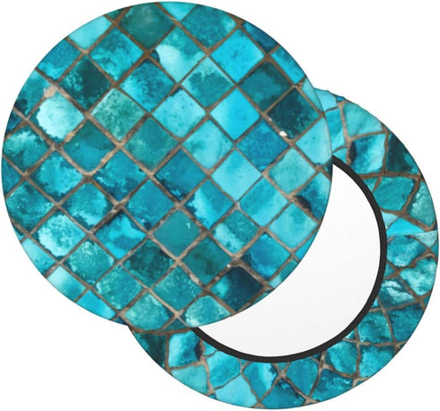 Ouqiuwa 14 Inch Turquoise Blue Bar Stool Covers Round, Soft Bar Stool Seat Cover Cushion