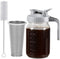 Cold Brew Coffee Maker Glass Pitcher - 32 oz Mason Jar with Pour Spout Handle Lid and Stainless Steel Filter