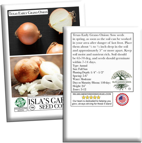 300+ Texas Early Grano Onion Seeds (Allium cepa) Non-GMO Heirloom Seeds by Islas Garden Seeds, Sweet Short-Day Onion