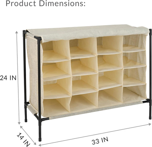 16 Closet Simplify Pair Shoe Rack with Cover | Stackable | Storage & Organization | | Bedroom | Entryway | Beige