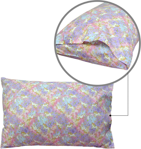 Brandream Kids Pillow Cases Set of 2, 100% Cotton Pink Rainbow Unicorn Pillow Covers