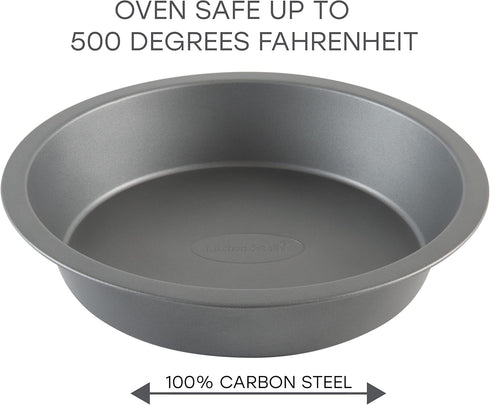 Kitchen Details 9.5 Inch Round Cake Pan, Nonstick, Durable, Easy to Clean, Oven Safe up to 500 Degrees, Gray