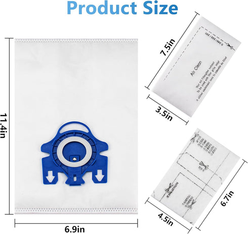 Improvedhand 10 Packs 3D Airclean Bags for Miele GN Vacuum Cleaner, Fit for Miele Classic C2 C3