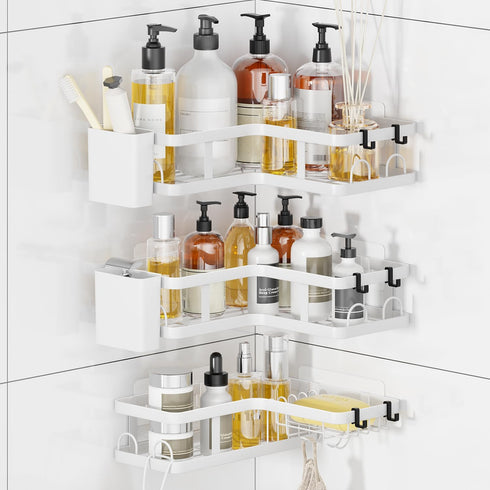 3 Pack Corner Shower Caddy Organizer, Rustproof Corner Shower Shelves, No Drilling