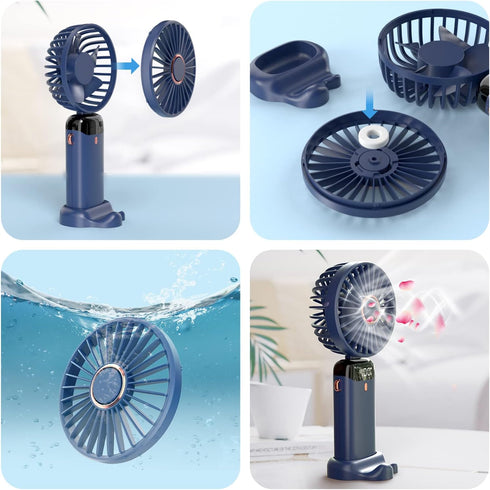 Personal Fan, Portable Hanging Neck Fan, 4000mAh USB-C Rechargeable, 5-Speed Modes, Max 16H Run Time (Blue)