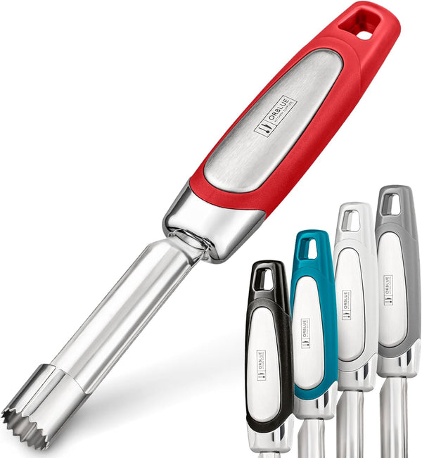 Orblue Premium Apple Corer Tool, Durable Stainless Steel Fruit Core Extractor, Red