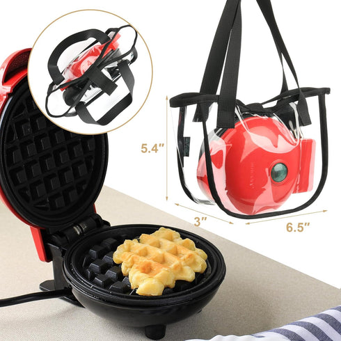 Beautyflier Carrying Bag for DASH Mini Waffle Maker 4 Inch, Portable Clear Organizer Bag for Baking and Cooking (Bag