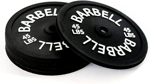 Barbell Bumper Plate Drink Coasters Set of 6, Round Black Silicone Coasters for Drinks, Gym Gifts