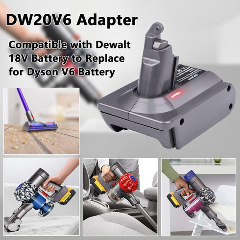 V6 Battery Adapter for Dyson - Convert DeWalt 18V 20V Lithium Battery for Dyson Cordless Vacuum