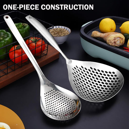 KAYCROWN Skimmer Slotted Spoon - 2 Pack Stainless Steel Pasta Spider Strainer for Frying and Cooking.