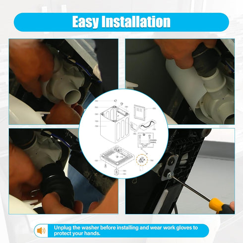4681EA1007A DP040-012 Washer Drain Pump Assembly Compatible with LG WT1501CW WT1201CV WT1201CW