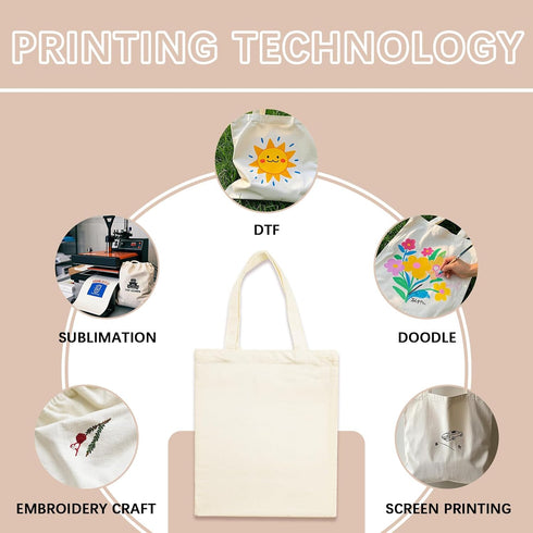 ORJ 13 15 inch * Sublimation Blank Canvas Bags Bulk,Tote Bags for Sublimation, Canvas Tote Bags DIY Custom Shopping Bag