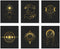 Occult Gold and Black Prints - Set of 6 Glossy Wall Art Decor (8x10) Alchemy, Witch, Third Eye, Planets