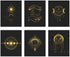 Occult Gold and Black Prints - Set of 6 Glossy Wall Art Decor (8x10) Alchemy, Witch, Third Eye, Planets