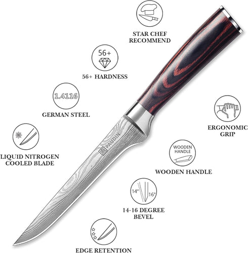 PAUDIN Boning Knife 6 Inch, Super Sharp Fillet Knife, German High Carbon Stainless Steel, Pakkawood Handle with Gift Box