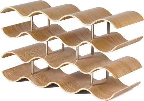 14 Bottles Wine Racks Countertop for Shelf, 4-Tier Wooden Wine Bottle Holder
