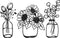 3 Pieces Metal Flower Wall Decor, Minimalist Black Tulip Wire Iron Art for Kitchen Bathroom Living Room