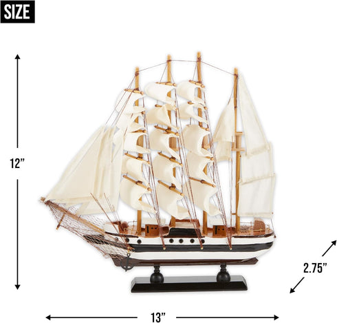 Gifts & Decor Zingz & Thingz Ahoy Collection Wooden Passat Ship Model, 13x2.75x12