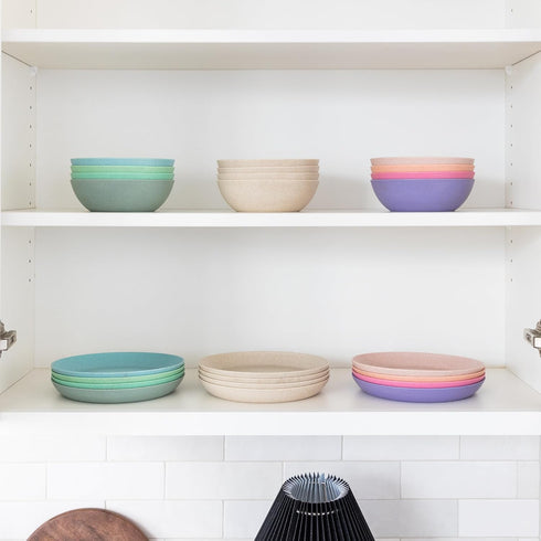 Grow Forward 8-Piece Wheat Straw Kids Plates and Bowls Sets, Unbreakable Dishwasher & Microwave Safe Dishes for Children