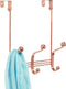 iDesign York Metal Over the Door Organizer, 3-Hook Rack for Bedroom, Closet, Bathroom, Rose Gold, 4" x 8.3" x 11"