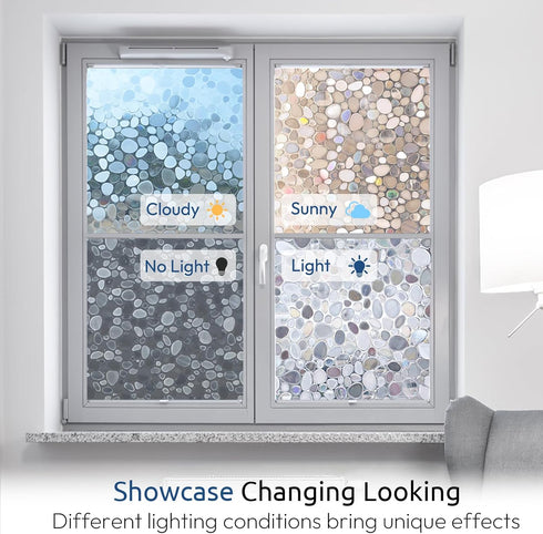 rabbitgoo Window Privacy Film, Decorative Rainbow Window Clings, Static Cling Non-Adhesive Stickers, 23.6 x 78.7 inches
