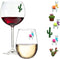 Wine Glass Charms for Stemless Glasses - Magnetic Llama and Cactus Drink or Beverage Markers Set of 6
