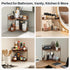 Snuvid 2-Tier Counter Countertop Bathroom Organizer, Wooden Corner Shelf for Vanity Skincare & Makeup, Storage
