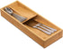 Bamboo Silverware Drawer Organizer, Kitchen Cutlery Tray, Utensil Holder for Spoons, Forks, Knives